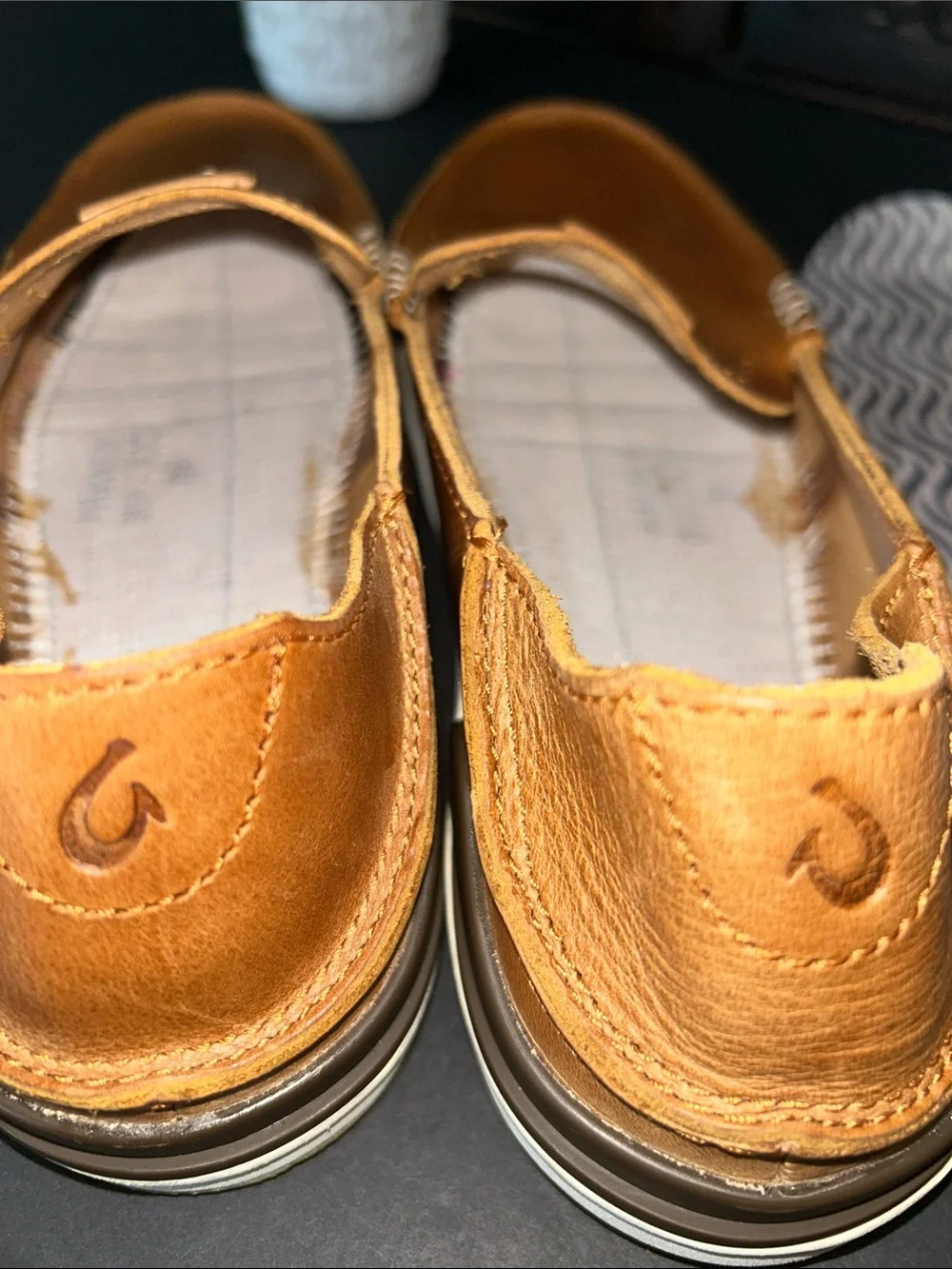 Olukai Men's Brown Leather Slip-On Shoes